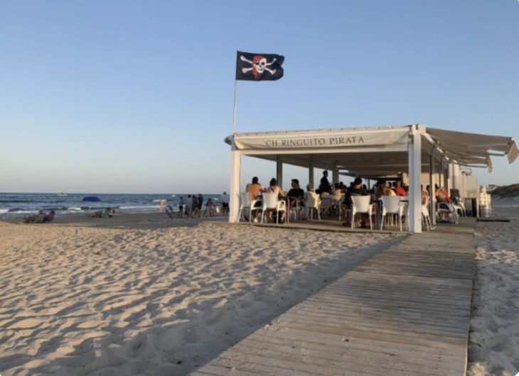 Beachside restaurant with pirate flag- Pilar de la Horadada