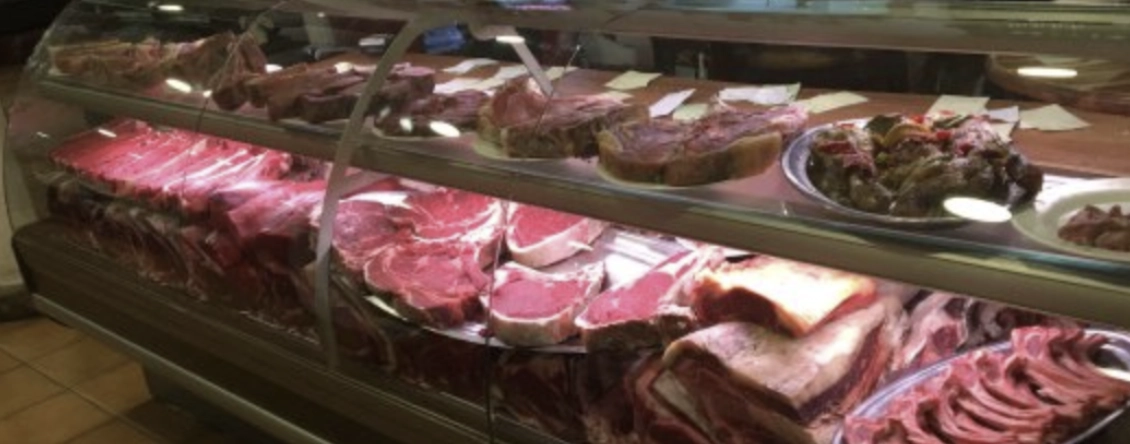 Display of various meat cuts, restaurant El Gallego