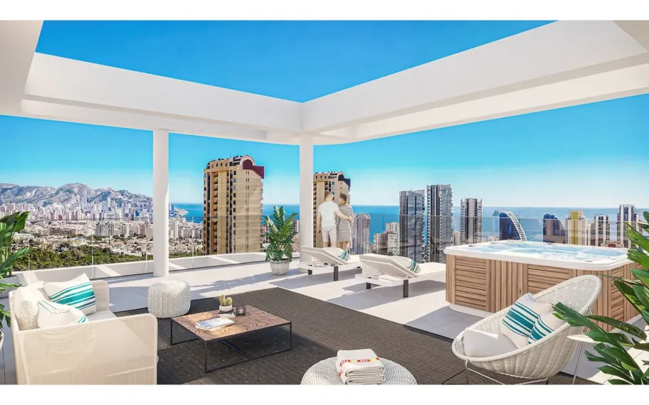 Atemberaubendes Penthouse mit 3 Schlafzimmern zum Verkauf mit atemberaubendem Meerblick in Benidorm
