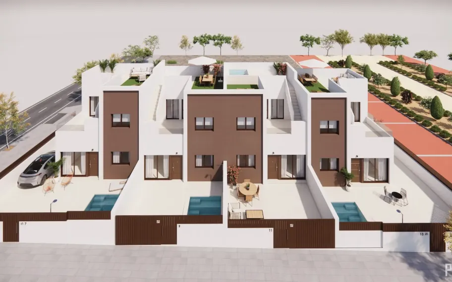 Exklusive Reihenhäuser mit 3 Schlafzimmern und privater Dachterrasse in Pilar de la Horadada