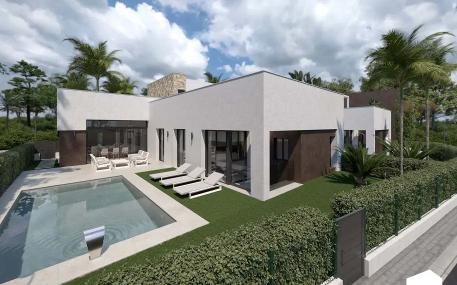 Moderne Villa mit Keller, Dachterrasse und Pool im Santa Rosalía Resort