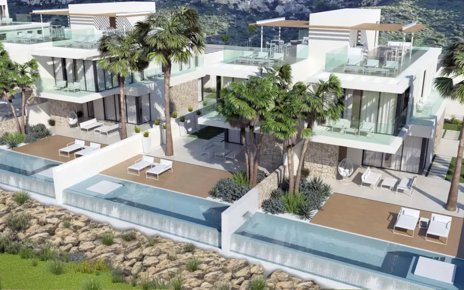 Geschakelde villa te koop aan eerstelijns golf in Font del Llop