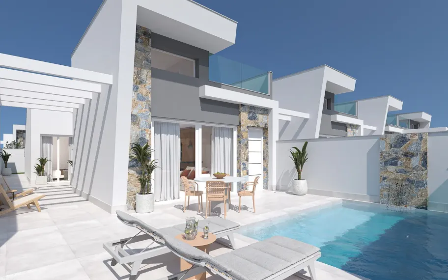 5 Contemporary 3 bedroom villas with private pool near the beach in Los Alcázares