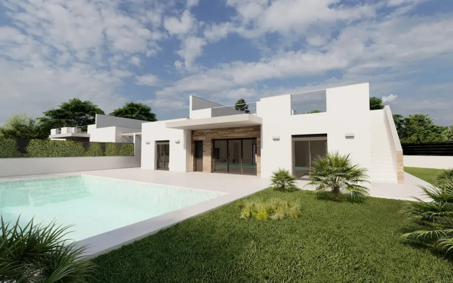 2 Modern one level villas with private pool in Roldán, Murcia